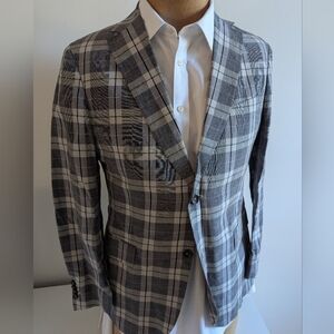 🇮🇹Z ZEGNA Gray Sport Coat with Classic Plaid Design